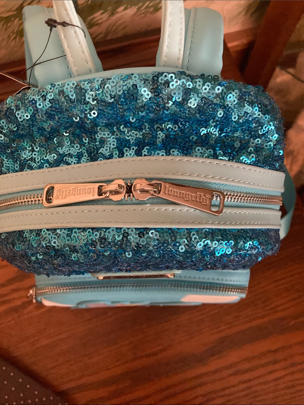 Loungefly + Disney Blue Sequin Dumbo “Soar” Backpack - Picture 7 of 12